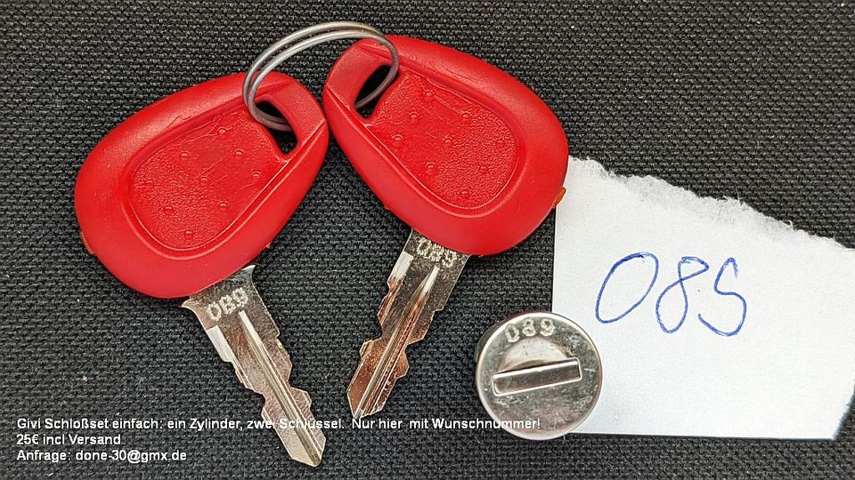 Givi Schlüsselset Schließung  Wunschnummer 1 Zylinder 2 Schlüssel in Senden