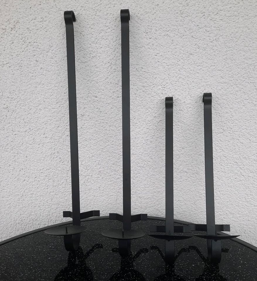 4 schwarze Metall Wand Kerzenhalter z. Aufhängen an einer Stange in Mettlach
