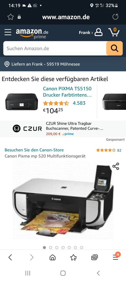 Drucker Multisystem Canon Pixima MP520 in Möhnesee