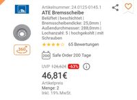 VW Caddy ATE Bremsscheiben Vorderachse Niedersachsen - Dettum Vorschau