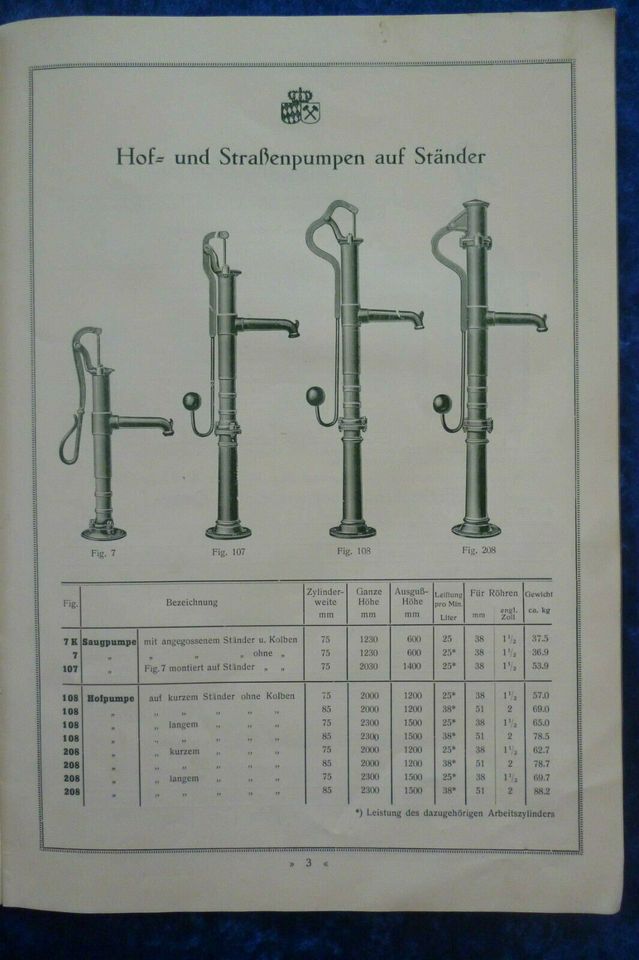 Gußeiserne Pumpen Zubehör Ausgabe 1932 Katalog Prospekt Saugpumpe in Schrobenhausen