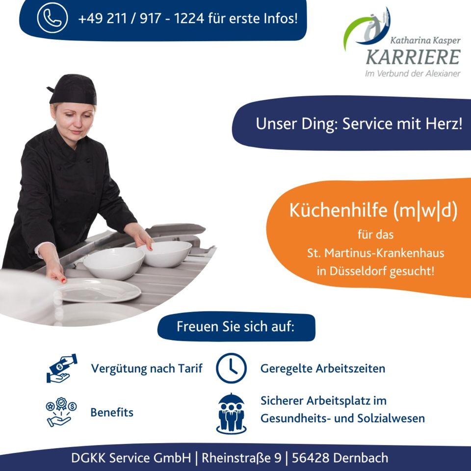 Küchenhilfe (m|w|d) | Krankenhaus Düsseldorf - 538€ in Düsseldorf