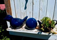 Keramik Vogel, Kugel blau glasiert, Teekanne blau bepflanzt, Deko Niedersachsen - Barßel Vorschau