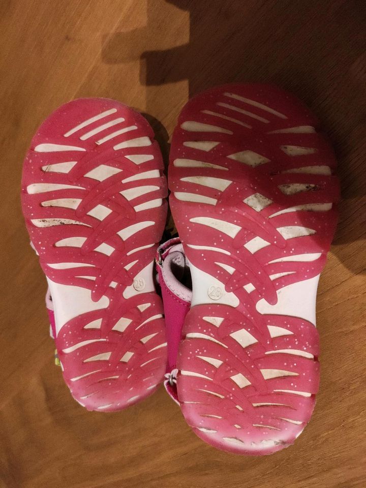 Sandalen 28 pink Herz-Motiv rosa pink Glitzer Trekking Klettversc in Burgberg