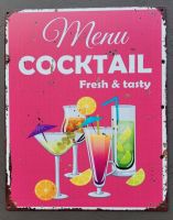 Blechschild Menu Cocktail Bar Fresh & tasty  25x20 cm NEU Niedersachsen - Bissendorf Vorschau