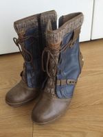 Stiefeletten Mustang, Größe 39, blau/braun, Absatz 8 cm Bayern - Zell am Main Vorschau