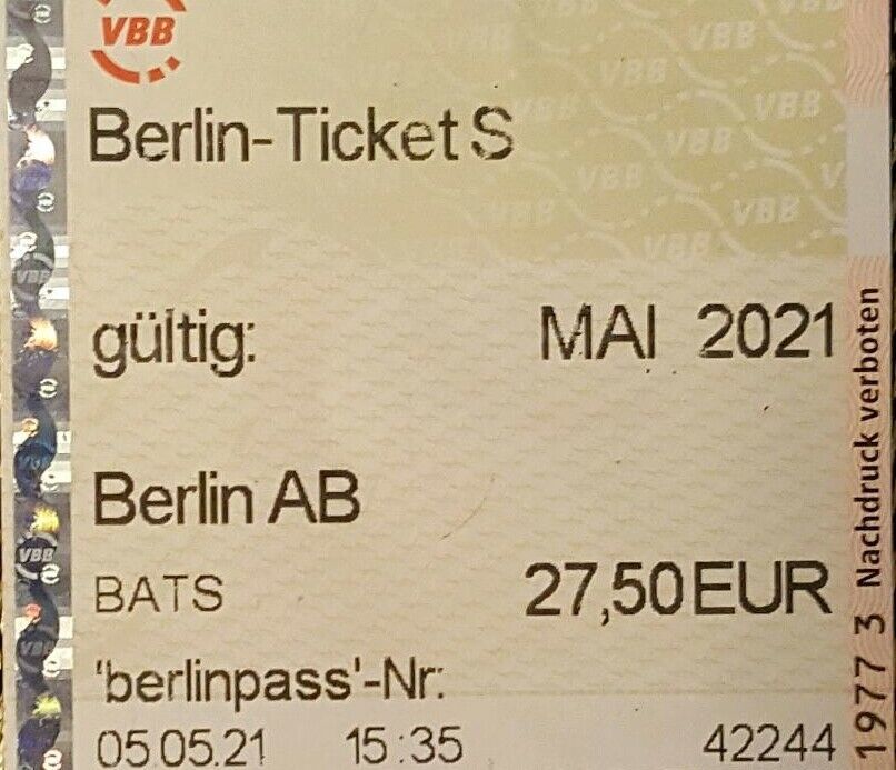 Berlin-Ticket S für Mai 2021 in Berlin