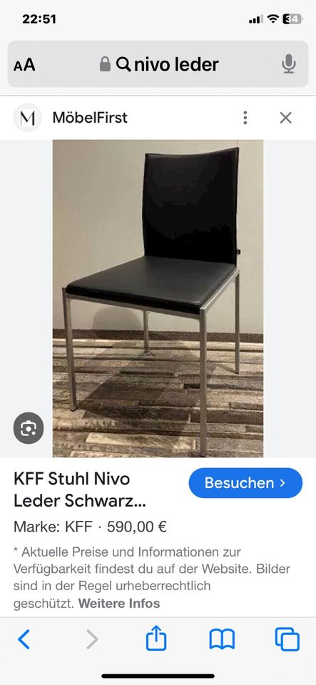 KFF Stuhl Modell Nivo Leder Esszimmer Stühle 3er Set in Stuttgart