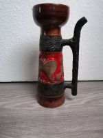Krug Karaffe Keramik mit Glas verziert und Metallgriff Vintage ** Nordrhein-Westfalen - Grevenbroich Vorschau