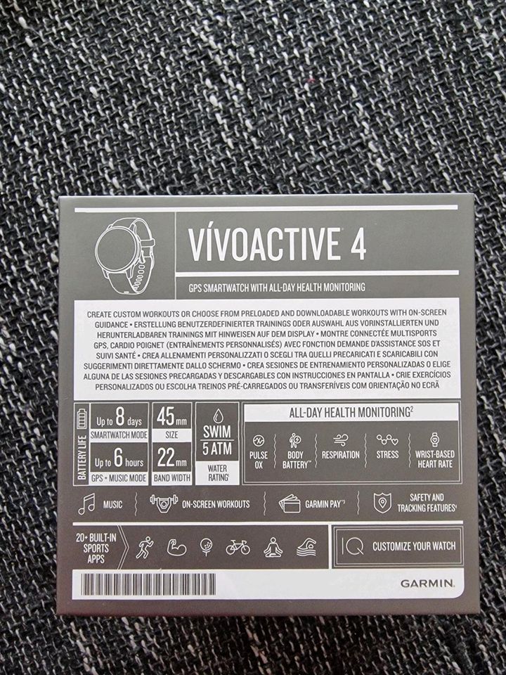 Garmin Vivoactive 4 45 mm schwarz, Smartwatch, Garmin, gebraucht in Schwabach
