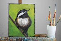 Ölgemälde Ölbild Kunst Tier Vogel Meise Schill Nordrhein-Westfalen - Euskirchen Vorschau