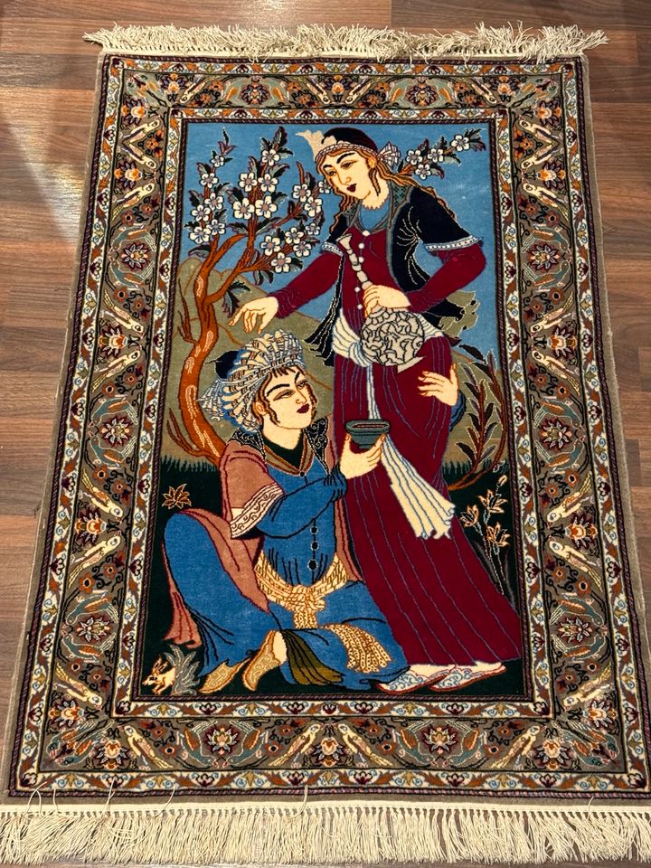 Feiner Isfahan Teppich Orient Bild Persien Handgeknüpft Seide in Heidelberg