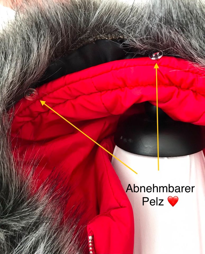 Rote Winter-Jacke mit Kunstfell - Garoff - Gr. S/ 36 - NP 150€ in Berlin