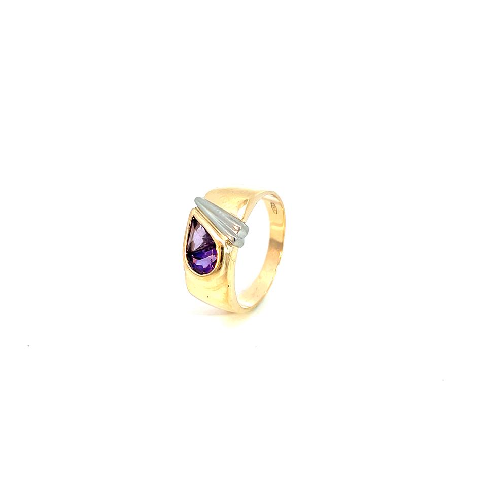 Ring Bicolor 585 / 14 Karat mit lila Farbsteinen Gr. 55 Nr. 6097 in Peine