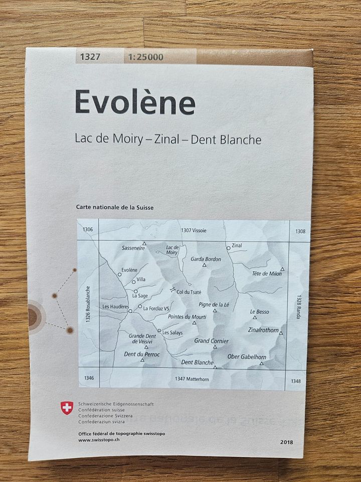 Swisstopo 1:25000  Evolène, Lac de Moiry, Zinal, Dent Blanche in Berlin