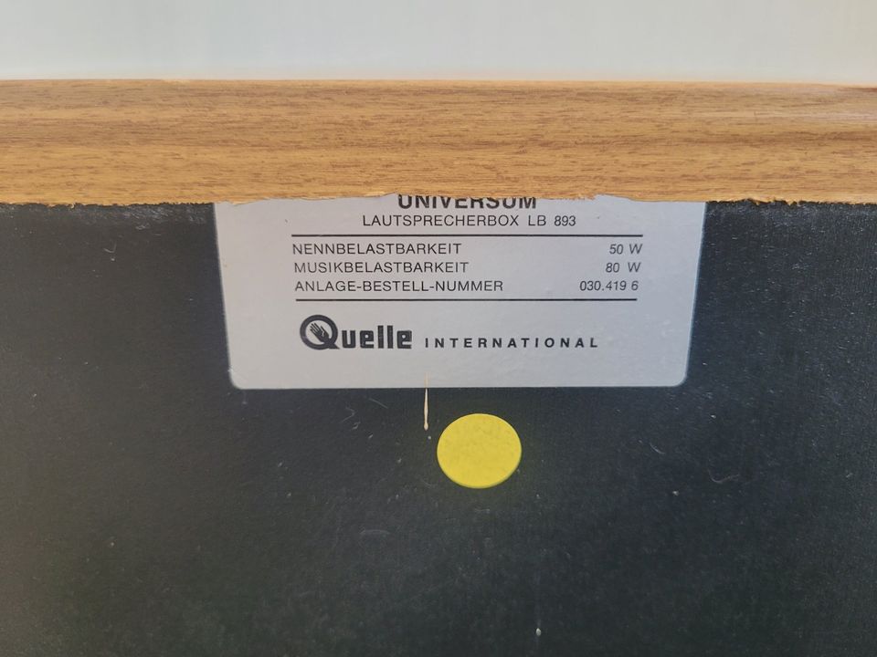 2 Lautsprecher Universum LB 893 Vintage Lautsprecherbox in Hattstedt