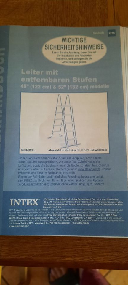 Intex Sicherheitsleiter mit abnehmbaren Stufen für Pools 132 cm in Wegberg