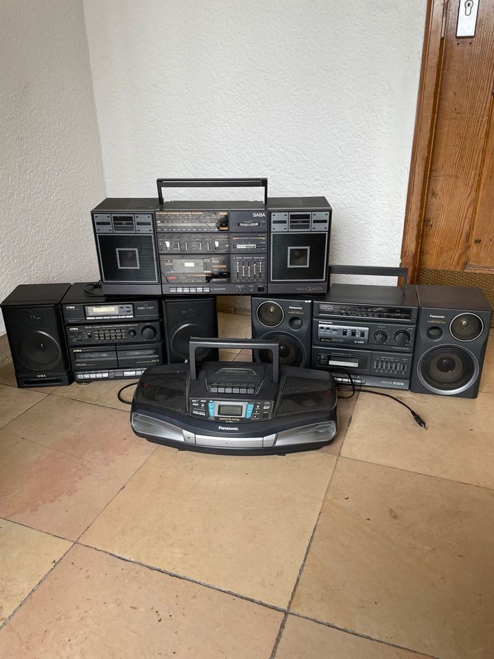 4 x Kassettenrekorder Panasonic Aiwa Saba Ghettoblaster in Marbach am Neckar