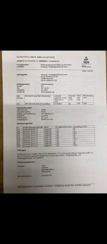 4× Platin Felgen 18 Zoll schwarz in Weeze