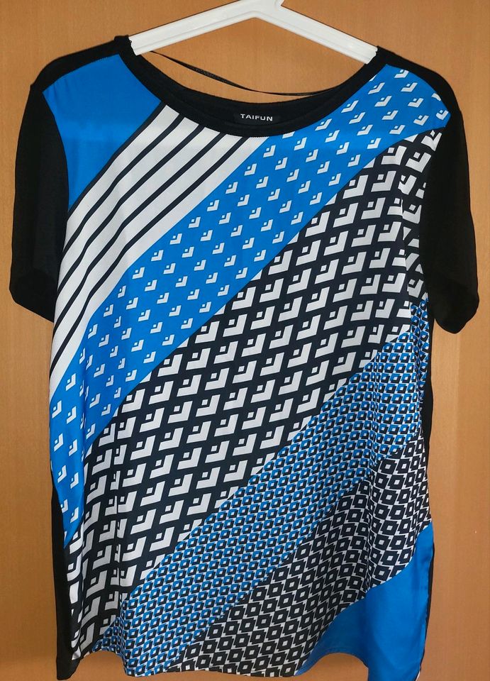 Taifun Blusenshirt Shirt Gr. 38 blau schwarz TOP in Pliezhausen