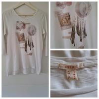 ESPEIT T-Shirt Gr. S (36 38) creme  3/4 Arm Steinchen Druck Bayern - Velden Vorschau