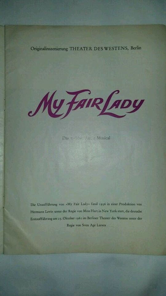 Programmheft "My Fair Lady" in Weinbach