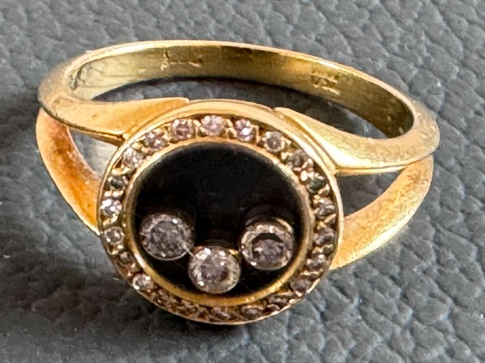 Orig. CHOPARD Happy Diamonds Ring Brillanten Onyx NP 5.600€ in Hamburg