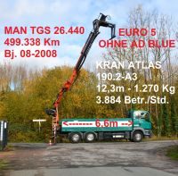 MAN TGS 26.440 BAUSTOFFPRITSCHE KRAN ATLAS 190.2 12,3m-1,3t Bj.08 Niedersachsen - Hessisch Oldendorf Vorschau