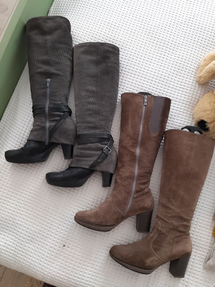 Schaft Leder Stiefel 38, Leder Ara, beige + Marc,  grau schwarz in Treuchtlingen