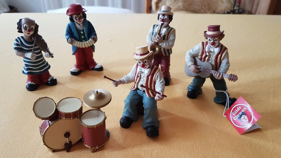 5 GILDEClOWNS,12 cmhoch MusikerGeige,Drum,Konzertina,Saxo,Gitarre in Oppenheim