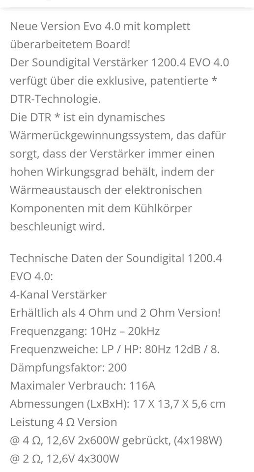Sound Digital EVO 4.0 Endstufe 1200.4 in Bad Belzig