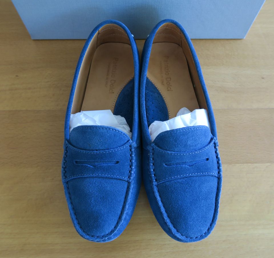 Schuhe Mokassins Slipper Patrizio Dolci Gr. 35 1/2 Blau Leder in Wetzlar