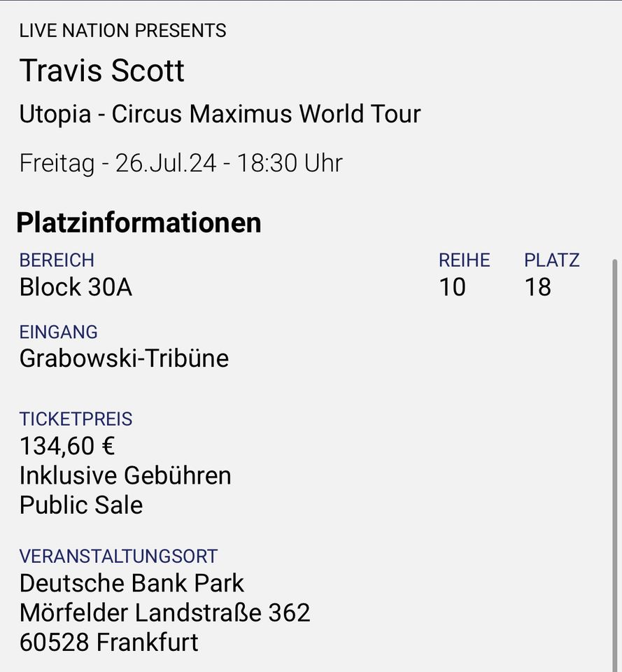 Travis Scott Konzert am 26.07 in Frankfurt in Frankfurt am Main