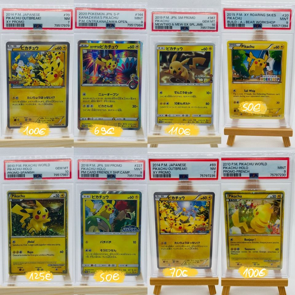 PSA Grading Pokémon Karten, One Piece, Pikachu Promo, Glurak, Mew in Potsdam