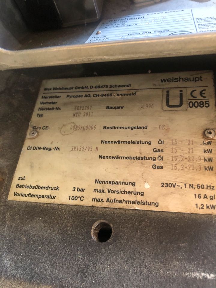 Weishaupt Thermo Unit WTU 20-11 top Zustand  Öl Heizung in Lüssow