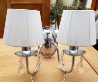 Elegante Wandleuchte Lampe 2-flammig Stoffschirme Weiß/Creme Chro Bayern - Obermichelbach Vorschau