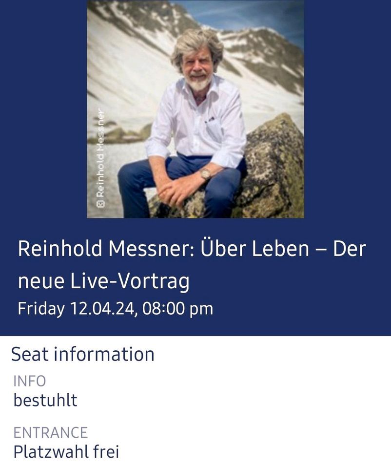 Reinhold Messner Live in Marburg 12.04.2024 in Frankfurt am Main