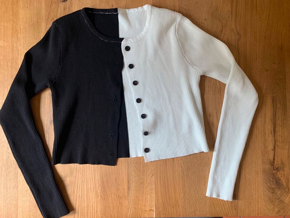 schwarz weißes Langarm Shirt, Jacke mit Knöpfen, Shein, Gr.S in Forst an der Weinstraße