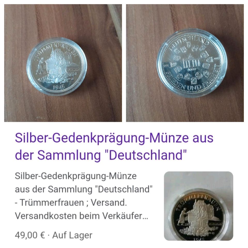 Silber Sammelmünze Trümmerfrauen in Lunden