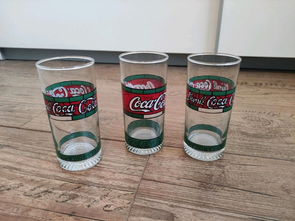 Coca Cola Trinkglas 3 Stück Tiffany Style 0,2 L 80er Jahre in Heide