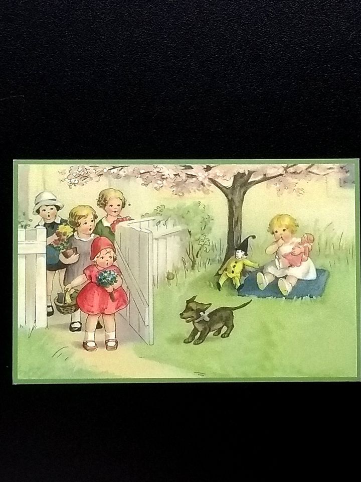 Retro Postkarte Garten Besuch Nostalgie 14,8 x 10,5 cm in Fischbach