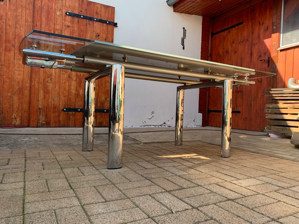 Glastisch Küchentisch Esstisch Tisch + Stühle 4 Stück Leder in Berlin