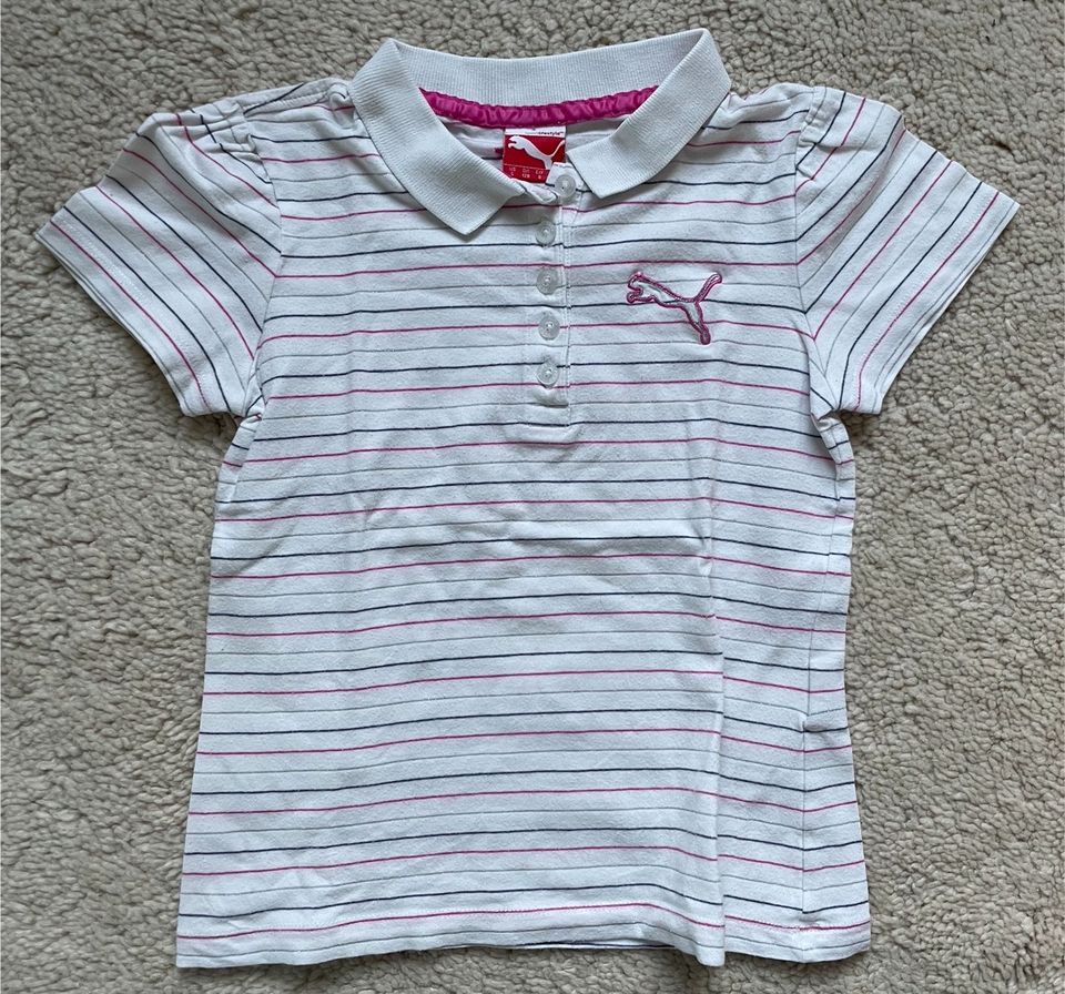 Poloshirt Puma Gr 128 weiß geringelt Glitzer Mädchen in Lüder