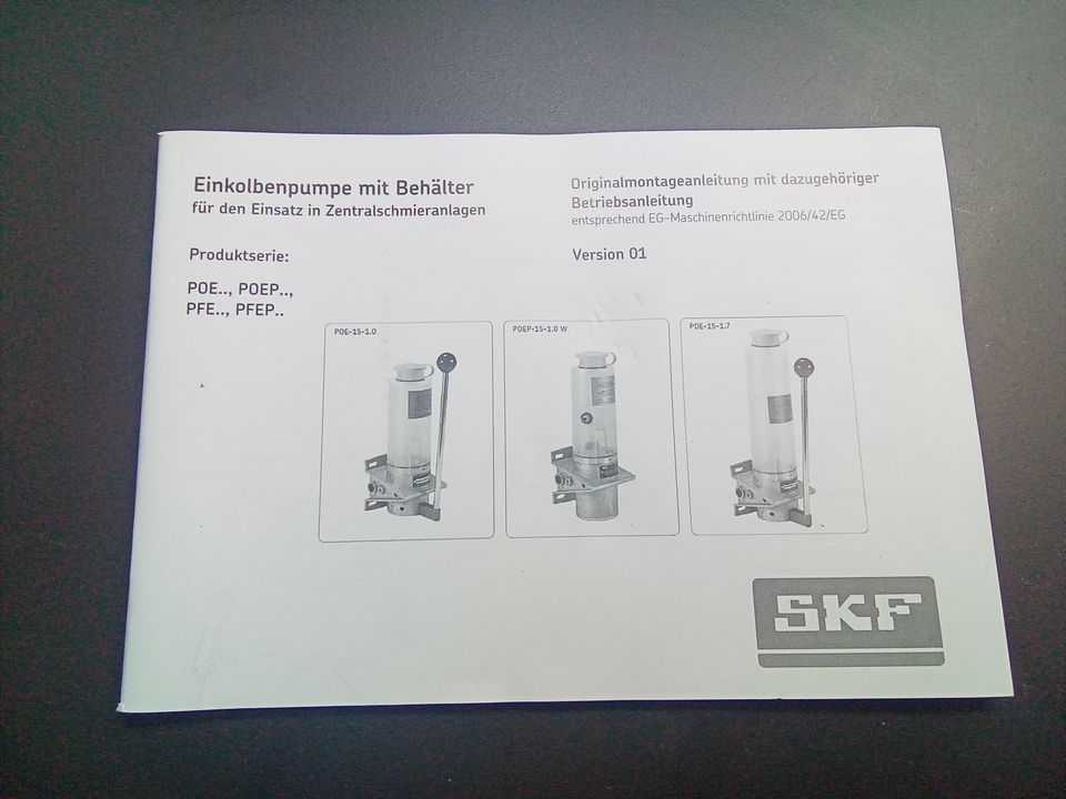 PFEP-15-0,5 Einkolbenpumpe SKF Zentralschmierpumpe Fliessfett in Langenaltheim