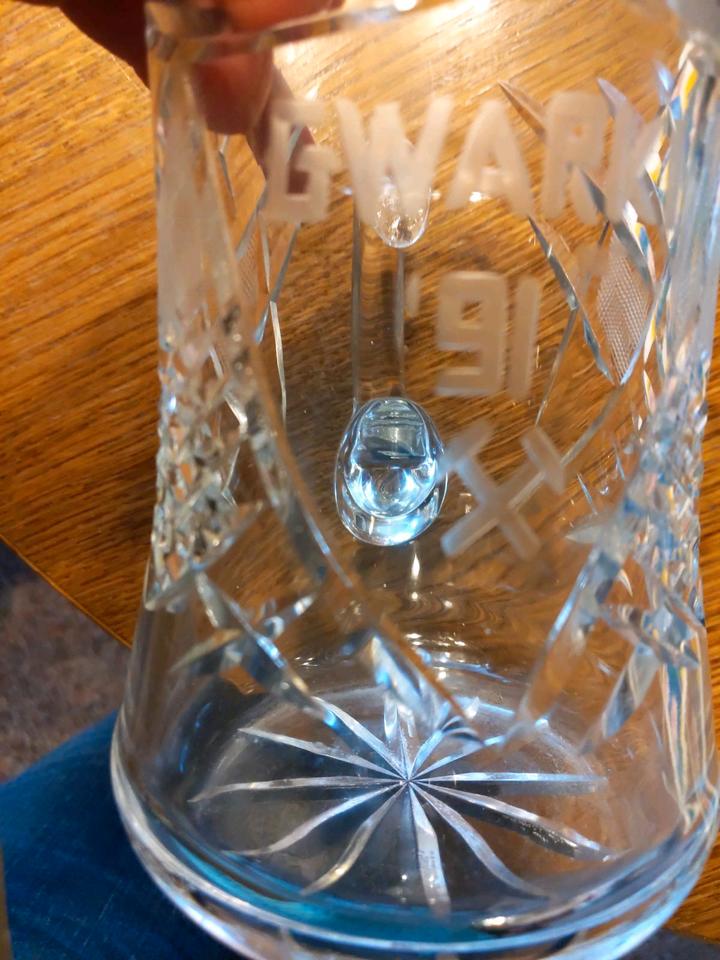 Bergbau Zeche GWARKI Polen 1991 Bleikristall Bierkrug ca.17 cm in Kamp-Lintfort