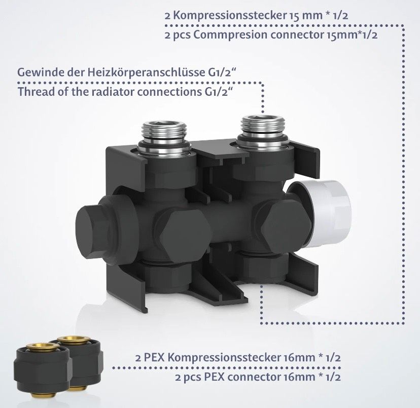 Thermostatventil Heizungsregler Thermostat Hahnblock 1/2 Zoll in Hainburg