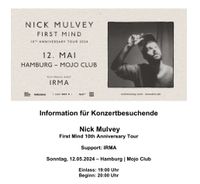 2x Tickets Nick Mulvey Hamburg Schleswig-Holstein - Kaltenkirchen Vorschau