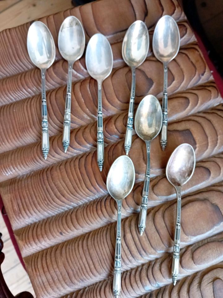 Antike Dessert Löffel,  Silber punziert,  Ercuis Paris,  8 Stück in Aachen