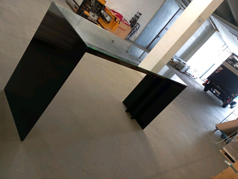 Hochtisch Tisch Schwarz Hochglanz mit Glasplatte 220x70x110 cm in Friedrichsdorf