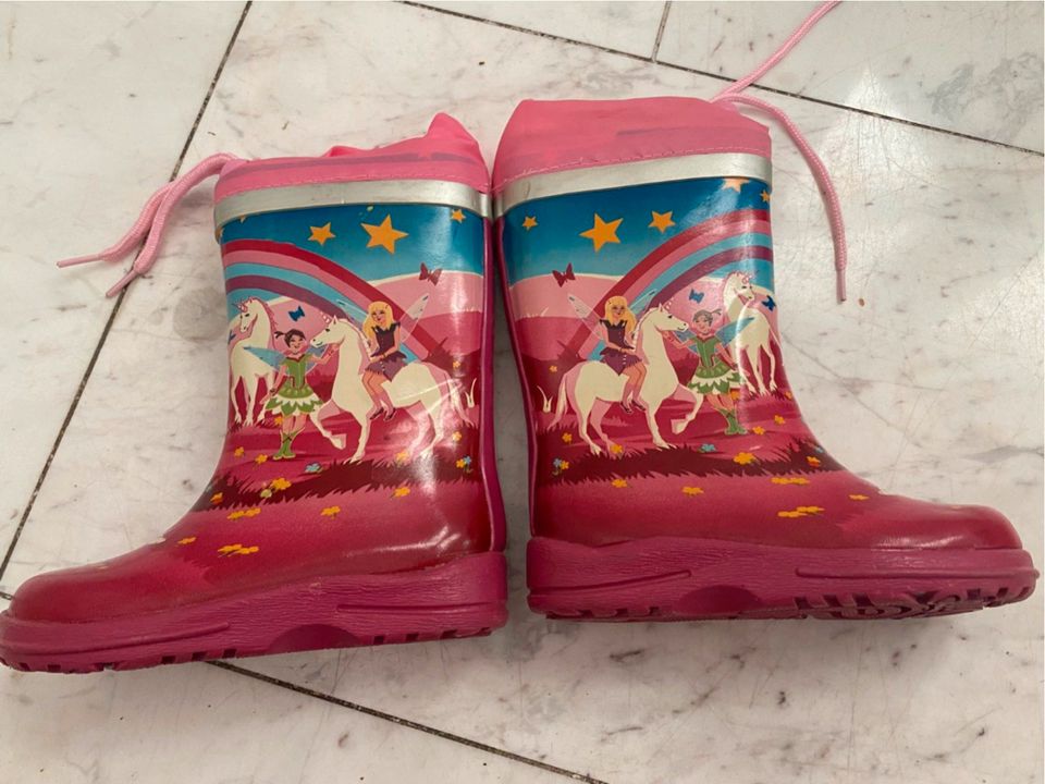 Hübsche Mädchen Gummistiefel mit Einhornmotiv Gr. 24 (wie neu) in Pettstadt